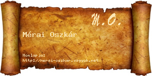 Mérai Oszkár névjegykártya